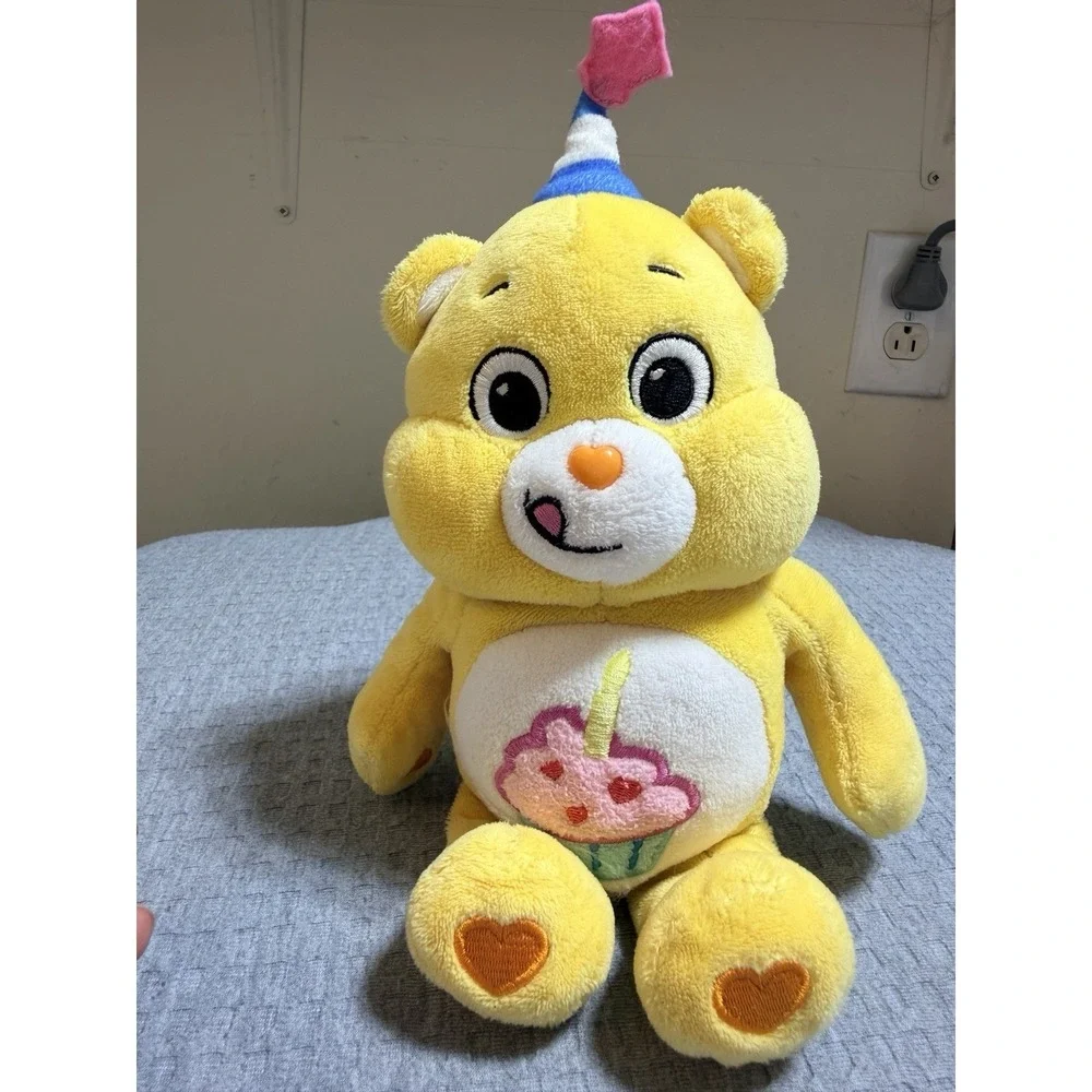 Care Bears Yellow Birthday Bear Stuffed Animal Plush Cupcake Party Hat 12